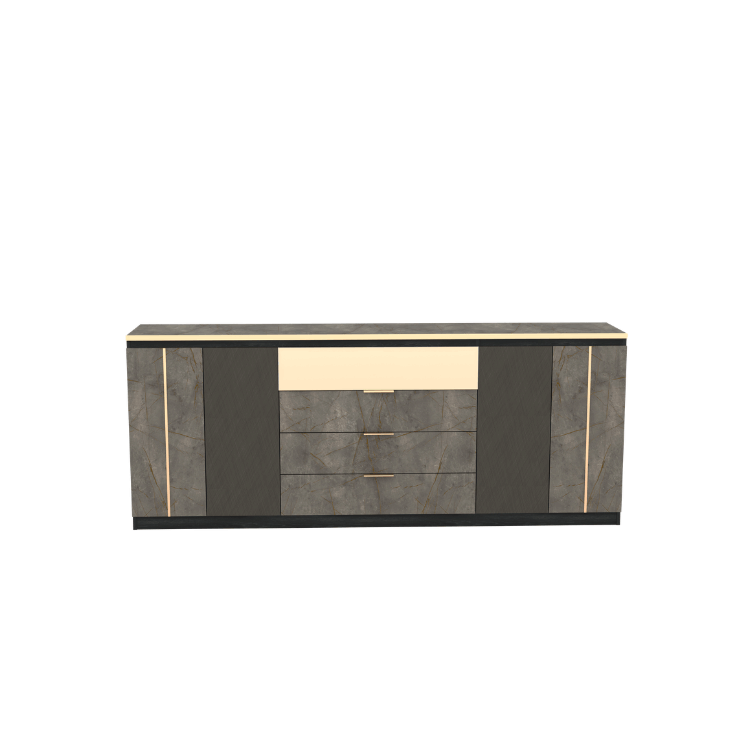 ตู้ลิ้นชัก 4 ลิ้นชัก WISDOM DESIGN FURNITURE รุ่น GCS-201 200 ซม. สีแอชเกรย์/บราวน์มาร์เบิ้ล